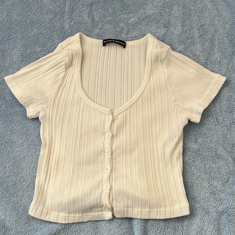 Brandy Melville White Button Up Top
